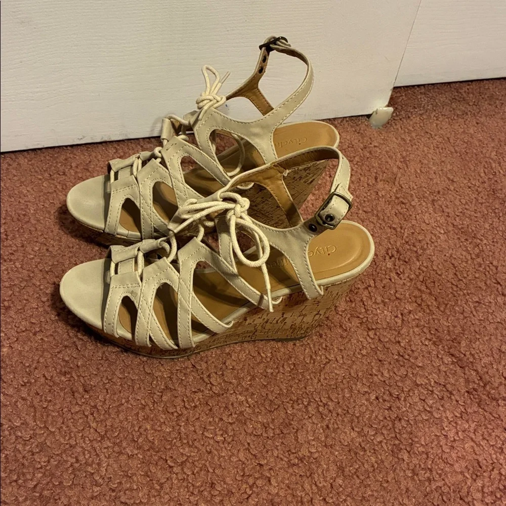 City Classified Cream Lace-Up Sandals - Picture 2 of 6